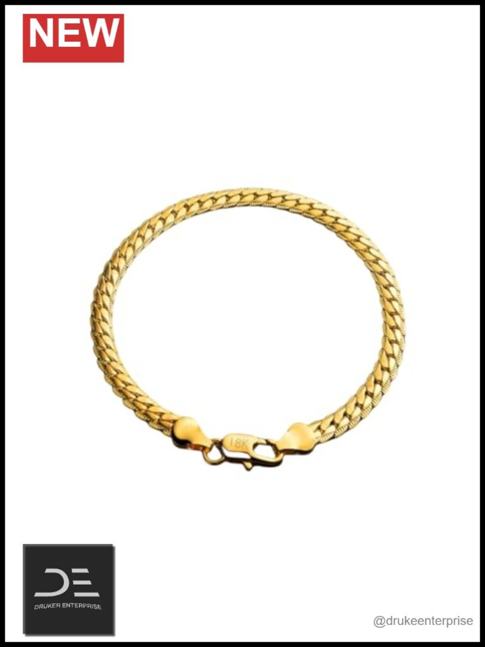 18k Gold Solid Mesh Bracelet Adjustable Chain Bolo Clasp